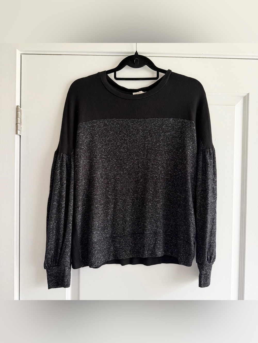 Anthropologie Saturday Sunday Black Knit Mixed Fabric Sweater